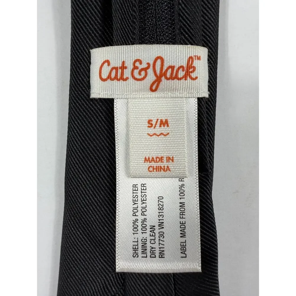 Cat & Jack Boys Zip Necktie Solid Black Adjustable Size Small/Medium